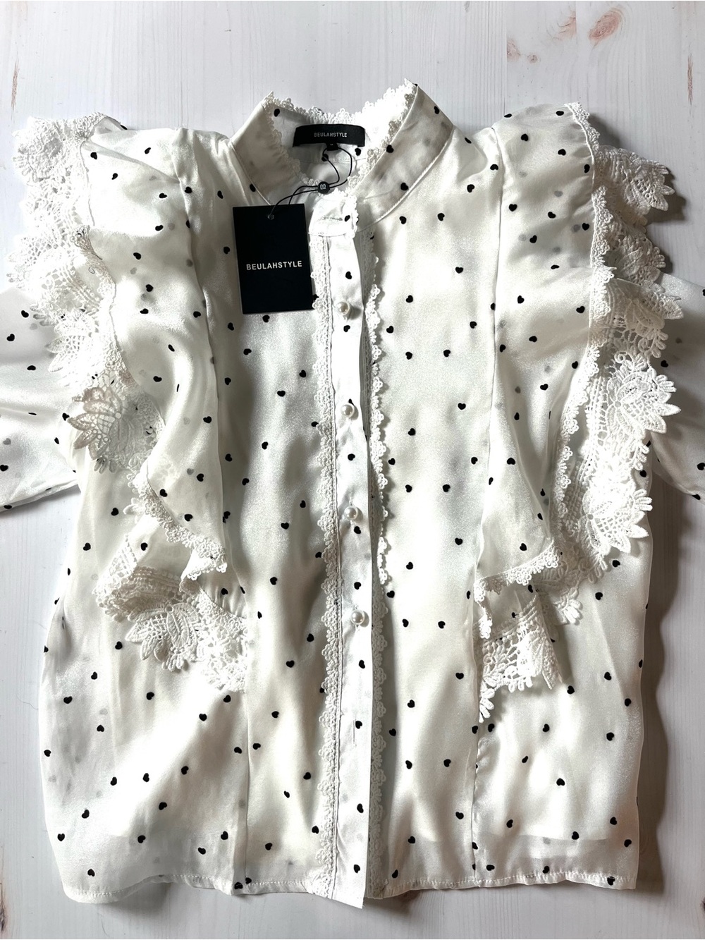 HEARTS AFLUTTER RUFFLE BLOUSE, WHITE - Picture 11 of 16